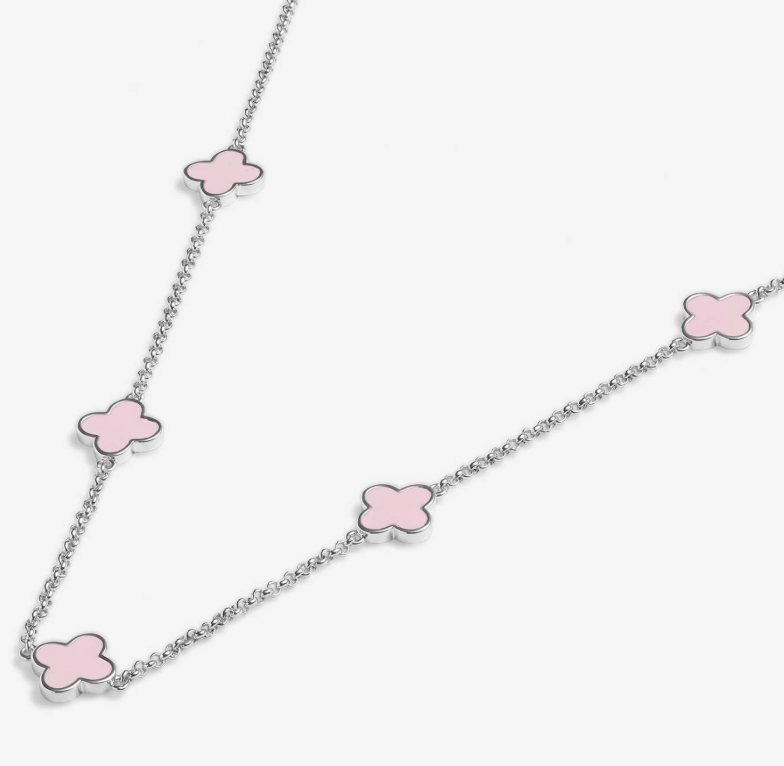 Signature Clover Collection Pink Clover Necklace In Silver Plating