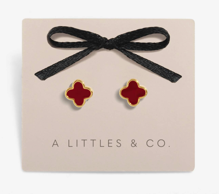 Signature Clover Collection Red Clover Stud Earrings In Gold-Tone Plating
