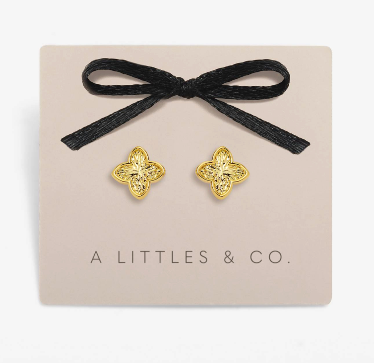 Signature Clover Collection Textured Clover Stud Earrings In Gold-Tone Plating