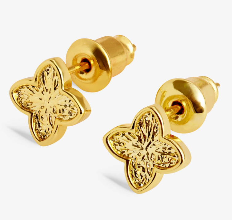 Signature Clover Collection Textured Clover Stud Earrings In Gold-Tone Plating
