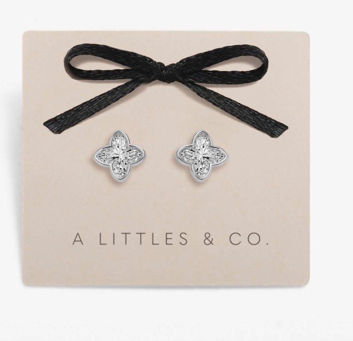 Signature Clover Collection Textured Clover Stud Earrings In Silver Plating