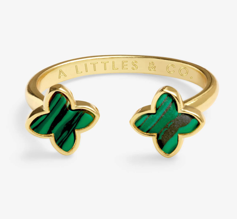Signature Clover Collection Green Clover Ring In Gold-Tone Plating