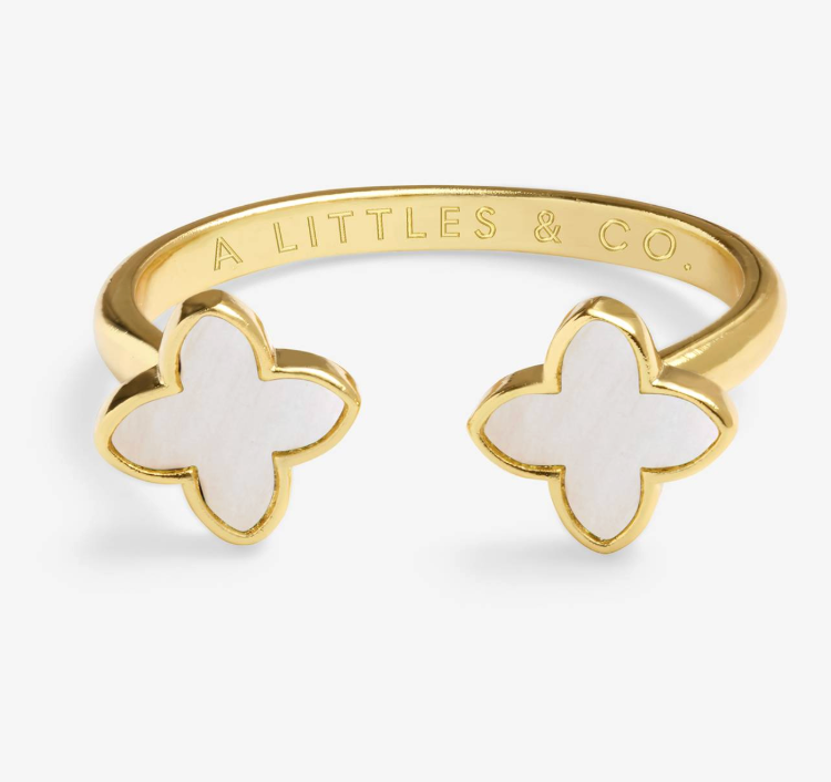Signature Clover Collection White Clover Ring In Gold-Tone Plating