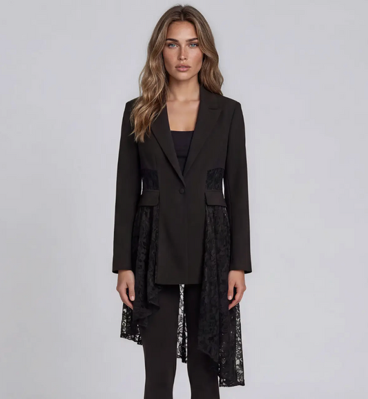 Tailored Lace Panel Blazer