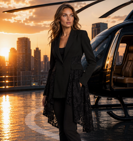 Tailored Lace Panel Blazer