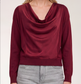 Long sleeve Drape Neck woven Sweater Hybrid
