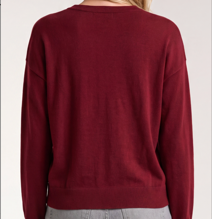 Long sleeve Drape Neck woven Sweater Hybrid