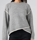 Long Slv Crewneck Sweater W Cream Tulip Hem