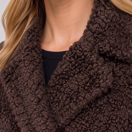 Double Breasted  Brown Sherpa Coat