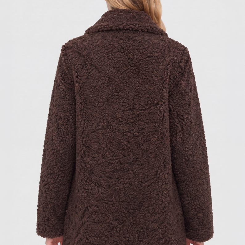 Double Breasted  Brown Sherpa Coat