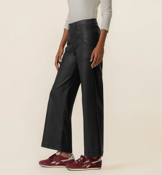 Meg Coated Zip Pocket Wide Leg