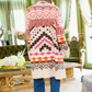 Long Cardi with Fringe - Aztec print