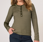 Long Sleeve Knit Henley Top W/ Sweater Trim