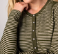 Long Sleeve Knit Henley Top W/ Sweater Trim