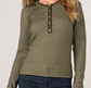 Long Sleeve Knit Henley Top W/ Sweater Trim