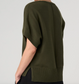 Short Sleeve V-Neck Dolman Popover Sweater W/ Step Hem