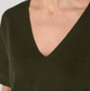 Short Sleeve V-Neck Dolman Popover Sweater W/ Step Hem