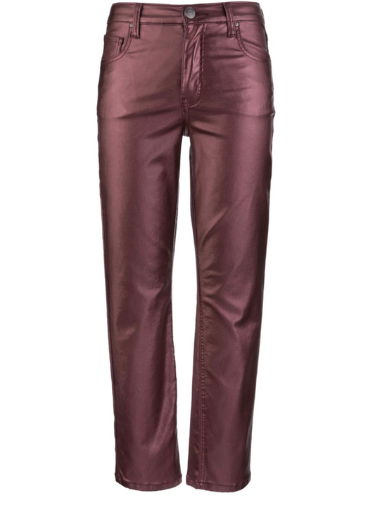 KUT from the Kloth Blair High Rise Fab Ab New Straight Jeans - Pearl Burgundy