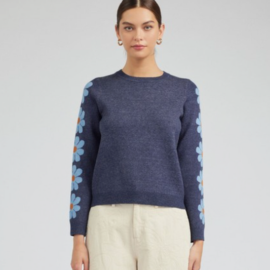 Flower Round Neck Sweater