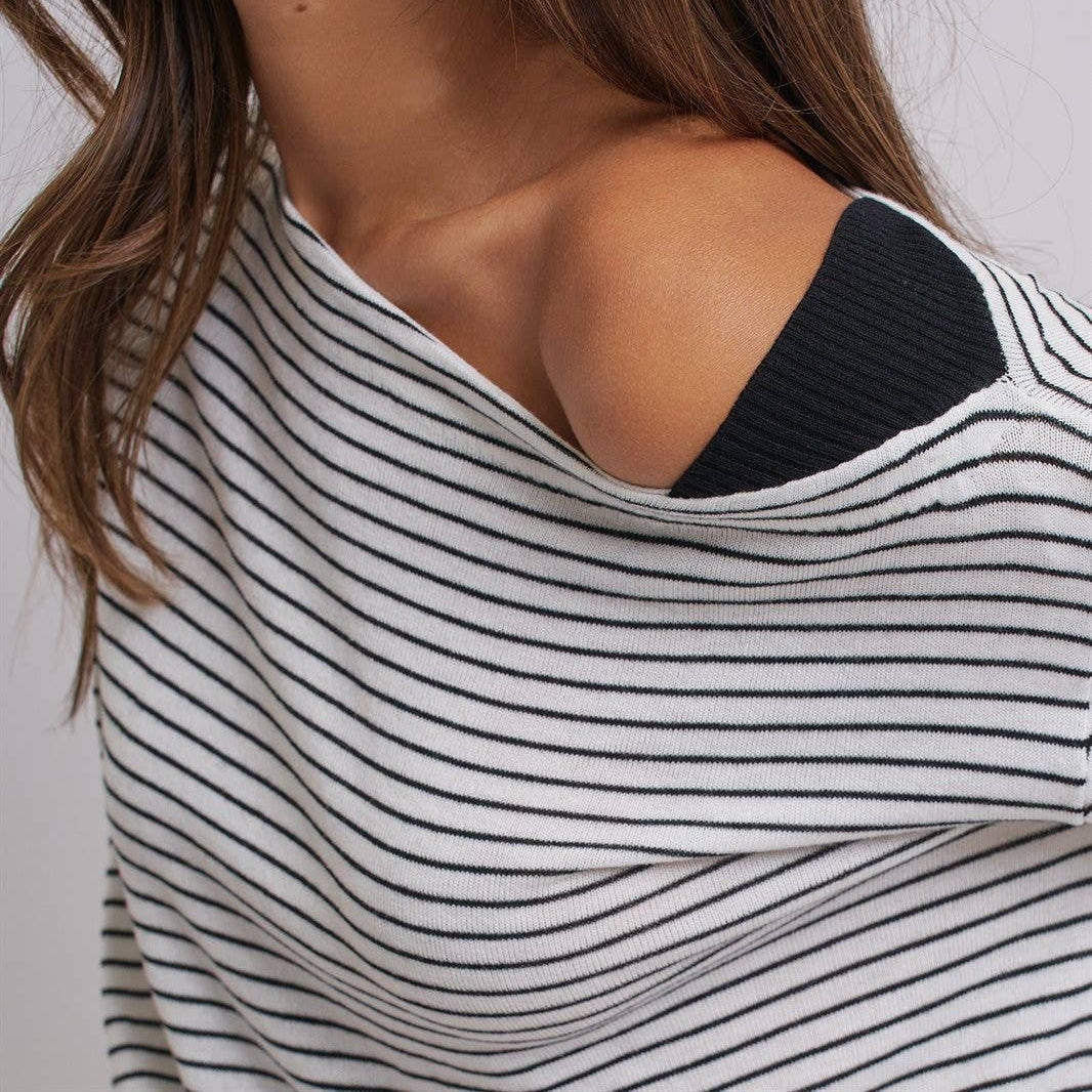 Asymmetrical Striped One-Shoulder Top