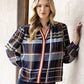 Plaid Long Sleeve Button Top