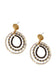 Ivory and Black Neutral Beaded Loop Post Earrings