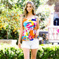Print Tie Straps Tank Top