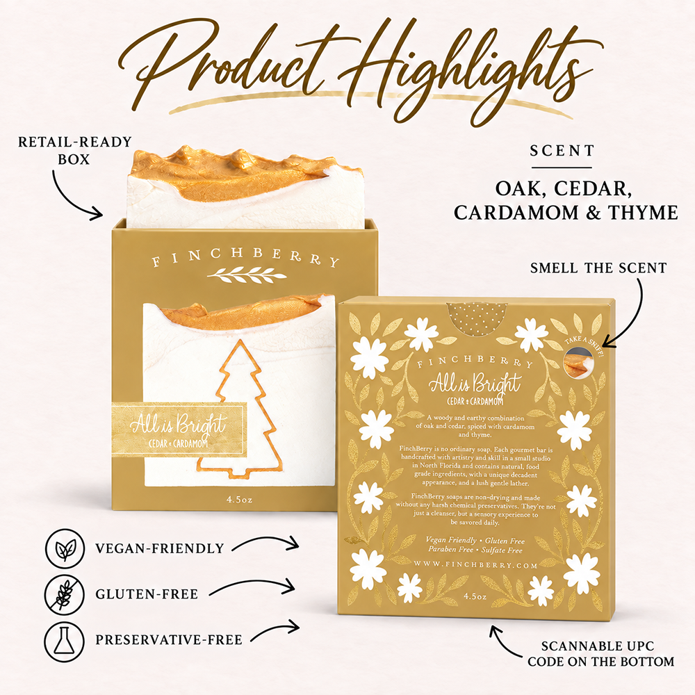 All is Bright Stocking Stuffer Vegan Holiday Boxed Soap