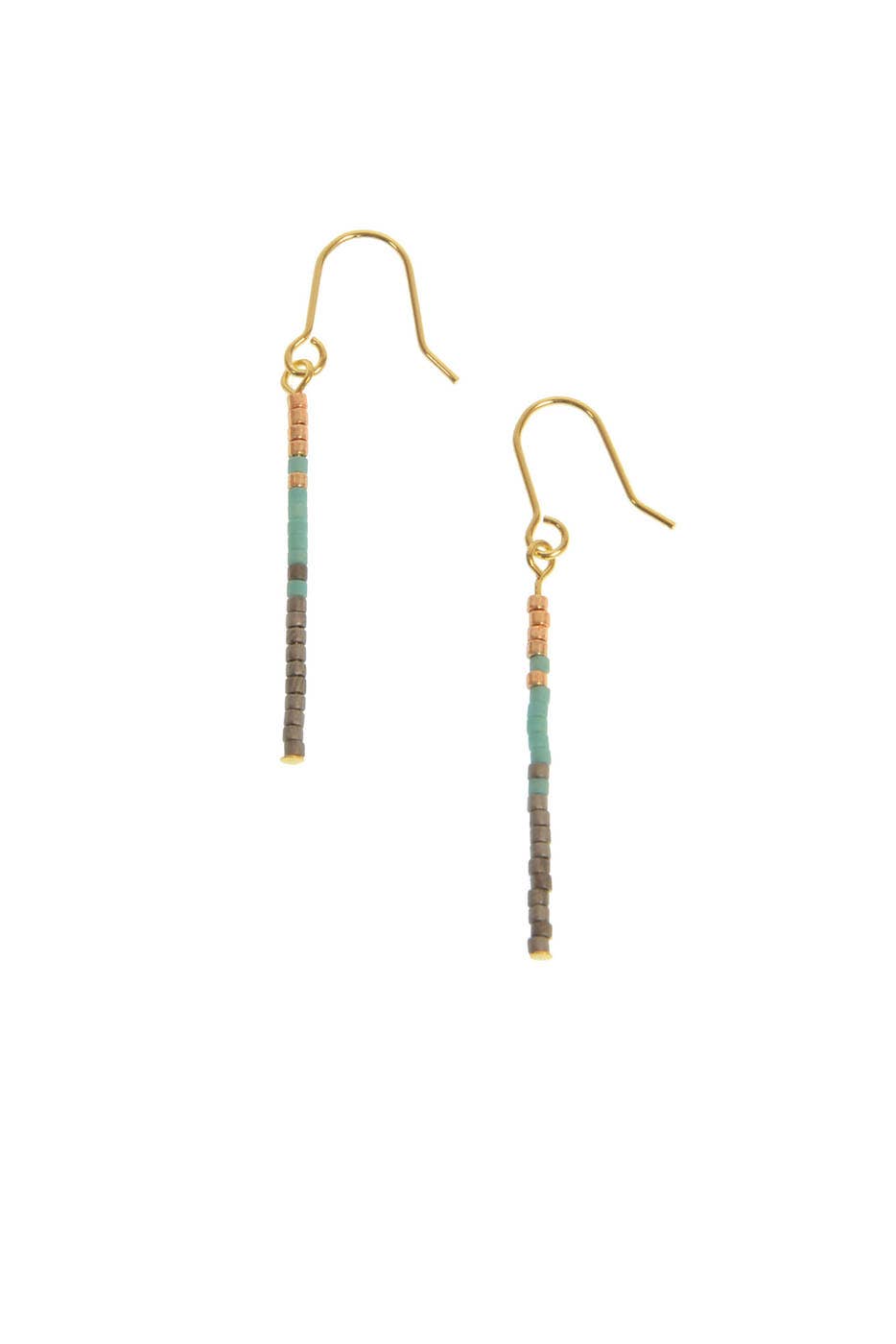 Aqua Long Bar w/ Aqua Beads Fishhook Earrings