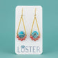 Gold Brass + Stone Lightweight Statement Unique Earrings