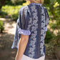 Navy Stripe Ruffle Detail Floral Printed Top