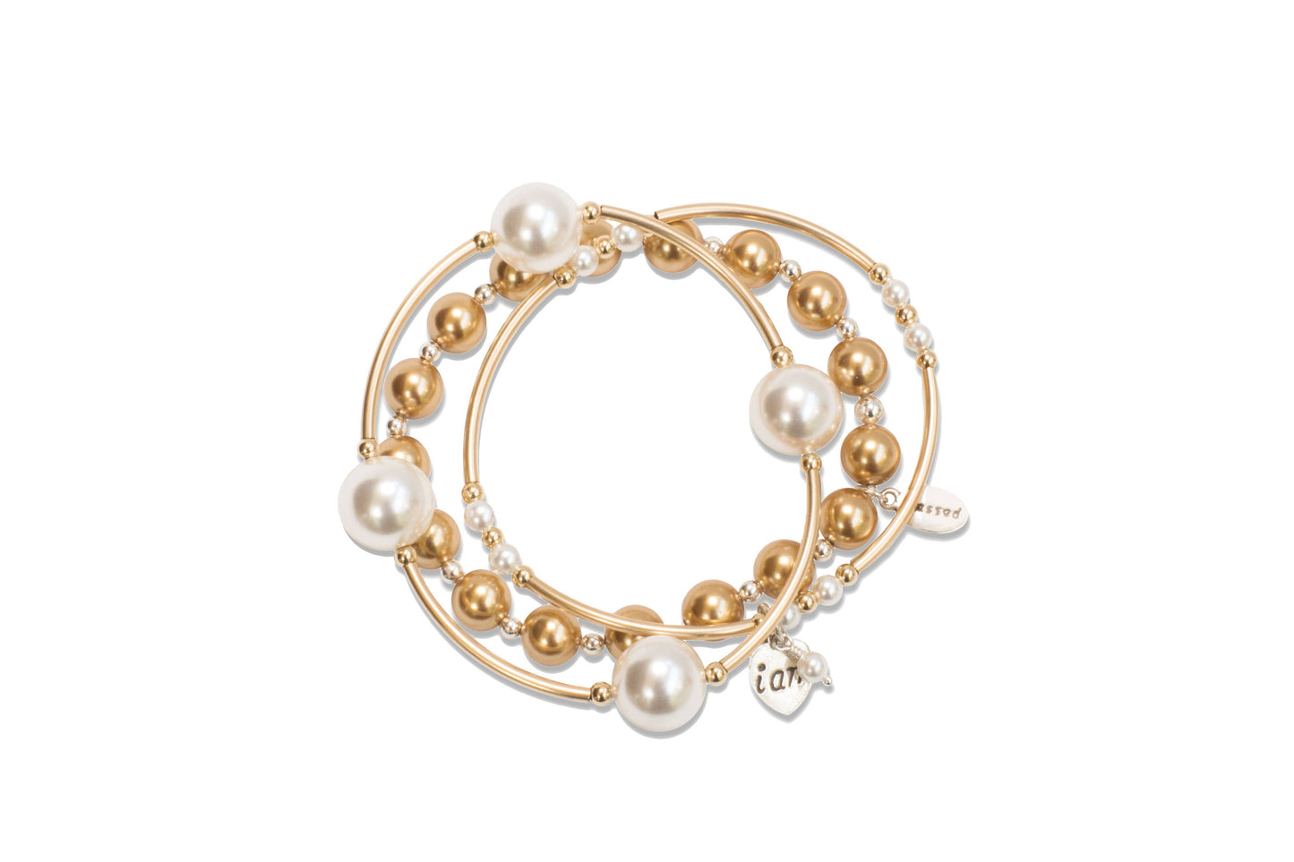 12mm White Swarovski Pearl Gold Blessing Bracelet