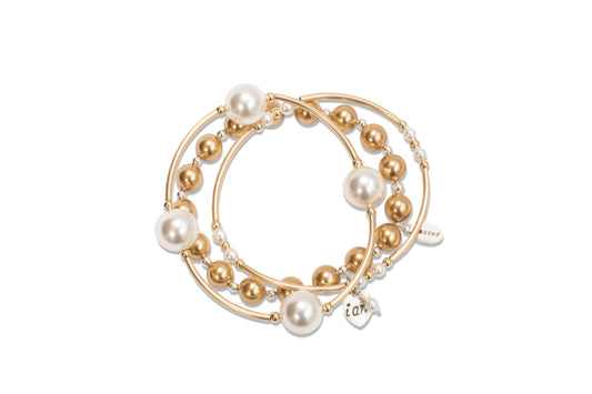 12mm White Swarovski Pearl Gold Blessing Bracelet