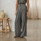 Eco-Friendly Recycled Poly Pleated Wide Leg Pants