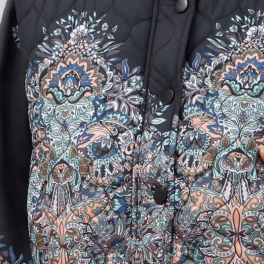 Floral Paisley Cropped Quilted Vest