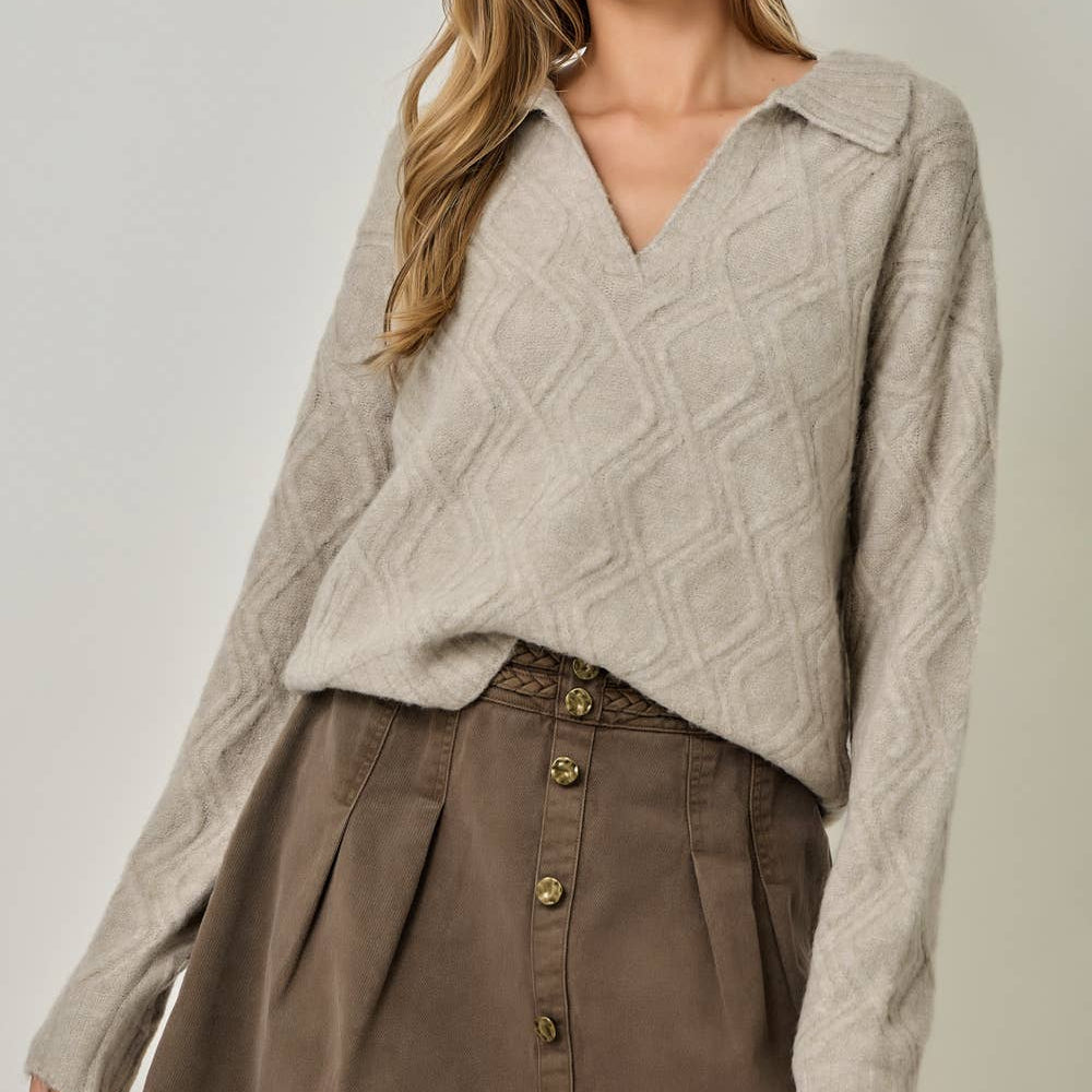 Diamond Textured Mohair Pullover