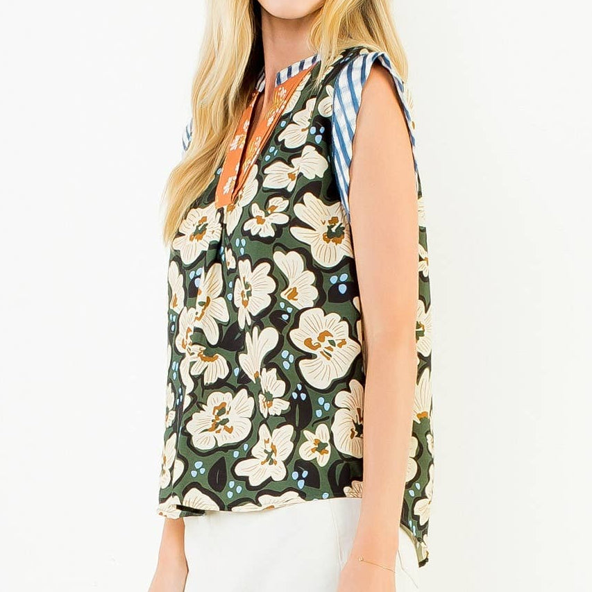 Multi Print Short Sleeve Top