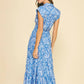 Damask Print Tiered Maxi Dress with Tassel Tie