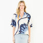 Abstract Print Top With Puff Sleeves