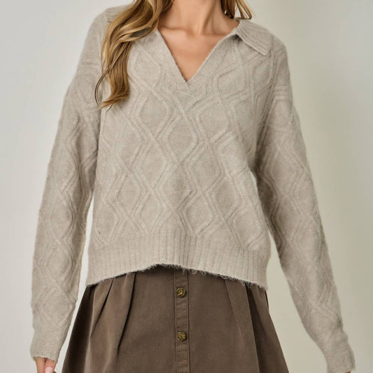 Diamond Textured Mohair Pullover