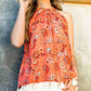 Halter Floral Metallic Stripe Top