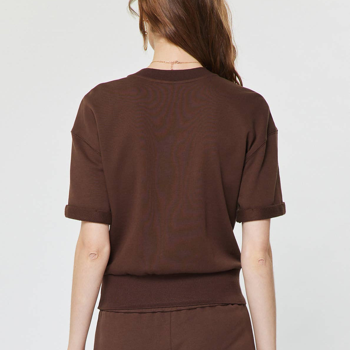 Embroidered Cropped Short Sleeve Sweatshirt