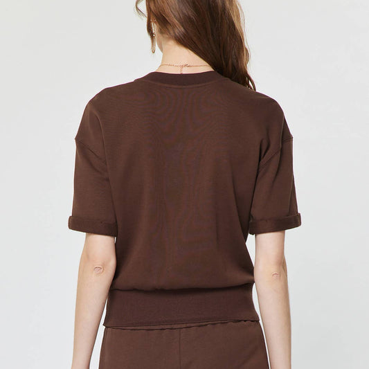Embroidered Cropped Short Sleeve Sweatshirt