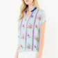 Embroidered Stripe V-Neck Top