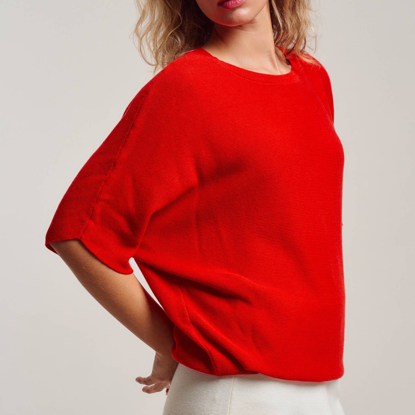 Relaxed Dolman Sleeve Knit Sweater Top