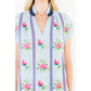 Embroidered Stripe V-Neck Top
