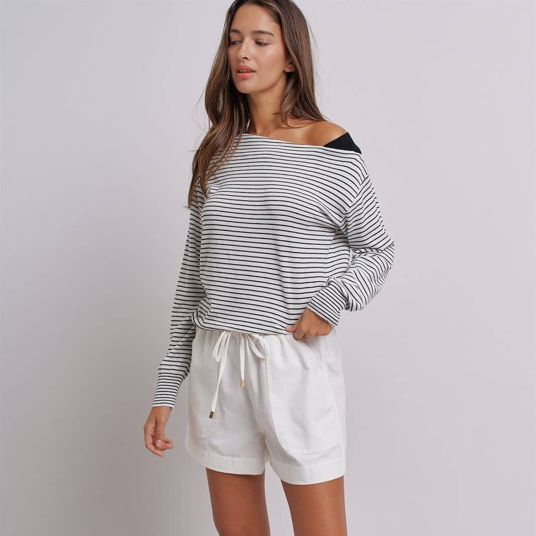 Asymmetrical Striped One-Shoulder Top