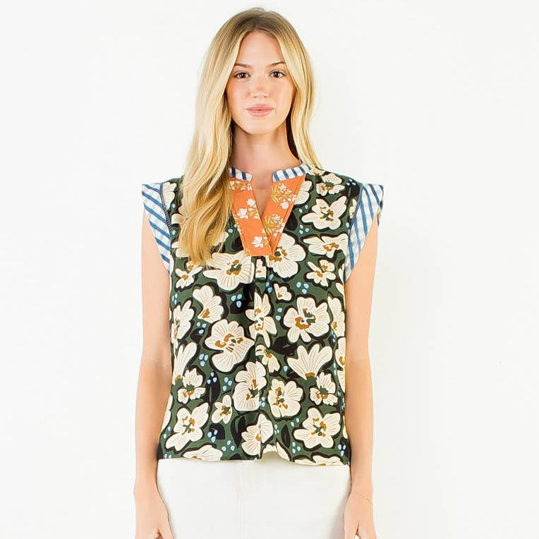 Multi Print Short Sleeve Top