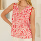 Paisley Print Sleeveless Top with Ruffle Detail