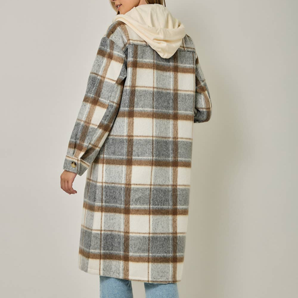Twofer Hoodie Plaid Jacket